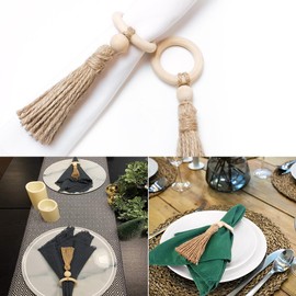 HLIWS 5 PCS Napkin Rings,Napkin Holder Boho,Handmade Serviette Buckles with Tassels,for Weddings Family Gatherings Party or Everyday Use