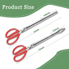 TUICARE 2pcs Snake Feeding Tongs, 15 inch Snake Hook Snake Grabber Tool Snake Stick Reptile Tongs for Bearded Dragon Snake Reptile Gecko Tank Accessories Terrarium Supplies