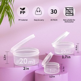 Zfyoung - 30 tarros de plástico para cosméticos de 5 g/5 ml con tapas a presión, portátil, almacenamiento de viaje, muestras de cosméticos, productos de belleza, mini recipientes con tapas, recipientes herméticos con tapas, para cosméticos
