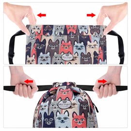 HUA ANGEL Drawstring Backpack, Floral Print String Backpack Cinch Drawstring Sackpack for Men Women Sport Gym Sack with Side Pocket, Z-cat, Travel Backpacks