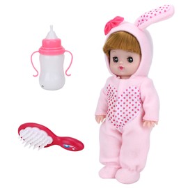 Children's Electric Bottle Doll Laugh and Cry Sound Doll Toys Girls Role Playing Toys(Pink Rabbit Clothes )