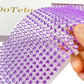 DoTebpa 4032 Pieces 6 mm Bling Rhinestone Sticker Sheet Gem Diamond self Adhesive for Scrapbooking Embellishments and DIY Crafts, Wedding, Decor(Purple)