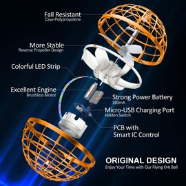 AMERFIST 2025 Flying Orb Ball Toy,Cosmic Globe Boomerang Hover Ball Galactic Fidget Spinner, Hand Drone Orbit, Cool Toys Gift for 6 7 8 9 10+ Year Old Boys Girls Teens Outdoor Toys(Orange)