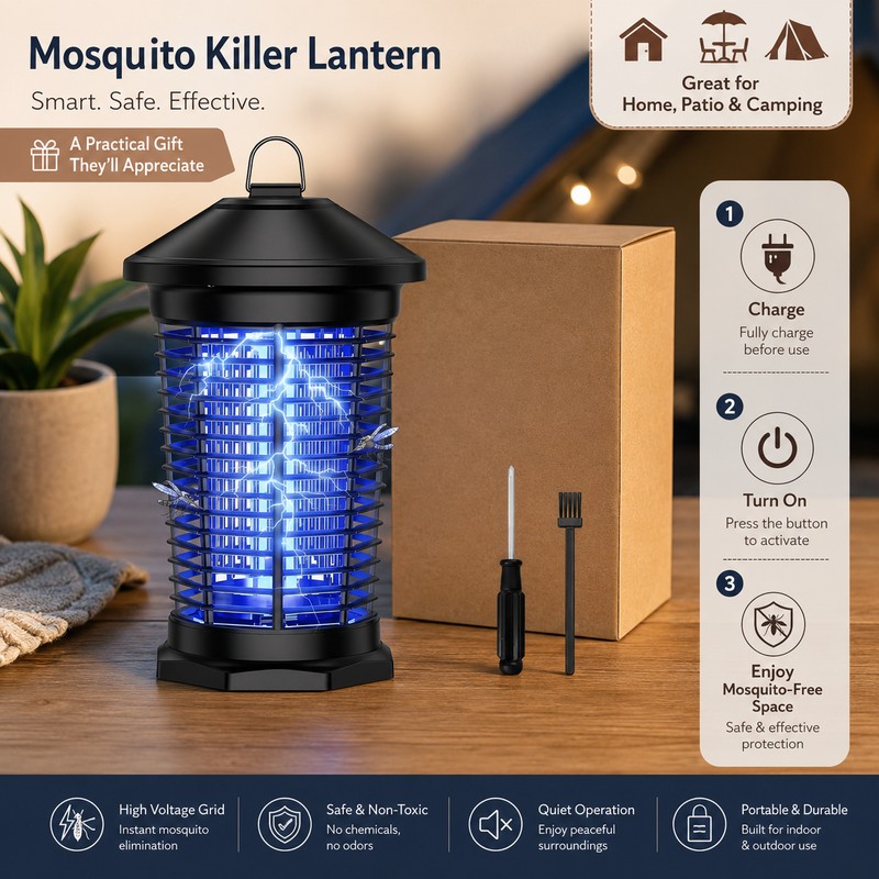 4000V Bug Zapper Lantern for Indoor & Outdoor Use –