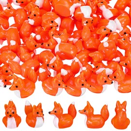 Geelin 50 Pcs Mini Resin Fox Ducks Bulk Cute Fox Duck Figurines Decorations for Micro Landscape Office Garden Desk Party Tabletop Decor
