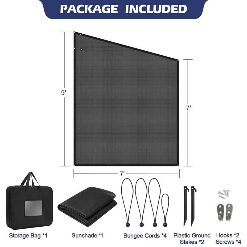 NAIMORUI RV Awning Side Shade, 9'X7' RV Awning Side Shade