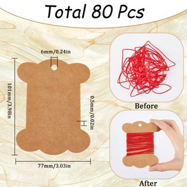 SUNNYCLUE 80Pcs Embroidery Thread Cardboard Bobbins Floss Bobbin Holder Kraft Paper Spool Camel Thick Cardboard Ribbon Storage Thread Wrapping Cards for Thread Cross Stitch Craft DIY Sewing Storage
