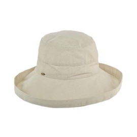 Scala Women's Cotton Hat with Inner Drawstring and Upf 50+ Rating,Natural,One Size