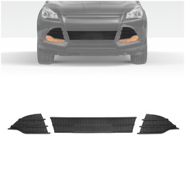 HECASA Front Lower Grille+Fog Light Bezel Compatible with 2013-2016 Ford Escape FO1036154 FO1038124 FO1039124 Bumper Radiator Hood Grill Fog Lamp Cover Plastic (PP) Black 3PCS