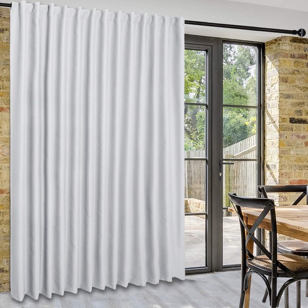 DWCN Patio Sliding Door Curtains - Extra Wide Curtains for Glass Door, Room Divider Blackout Thermal Curtain Panel with Back Tab & Rod Pocket for Bedroom Partition, 100 x 84 Inches, Greyish White