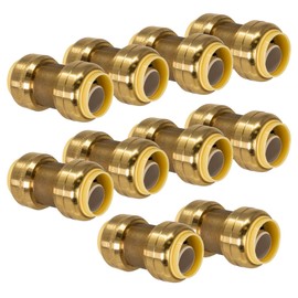 PROCURU 3/4-Inch Push-Fit Coupling - Plumbing Fitting for Copper, PEX, CPVC, Lead Free Certified (3/4", 10-Pack)
