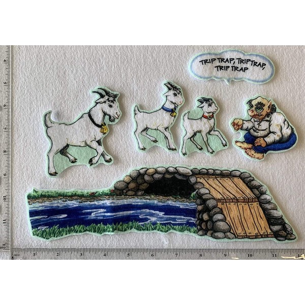 Three Billy Goats Gruff Precut Felt Figures Flannel Board Stories Play Time Story (Small)