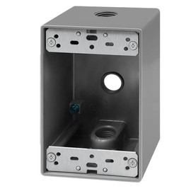 ENERLITES Weatherproof Outlet Box with Three 1/2-in Threaded Outlets, Outdoor Electrical Box, 3 Holes 0.50” each, 1-Gang, 4.57” height x 2.83” length x 2.05” depth, EN1350