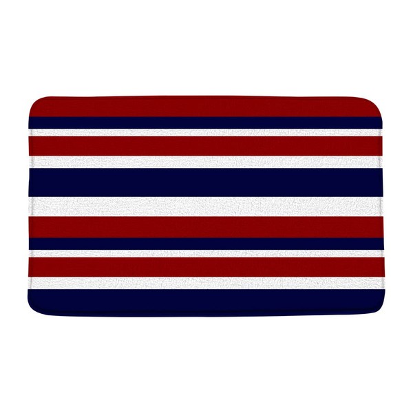 AEMBEE Navy Blue Red White Bath Mat Geometry Red Nevy