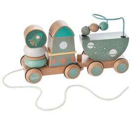 howa Pull along toy and stacking toy space made of wood 6023