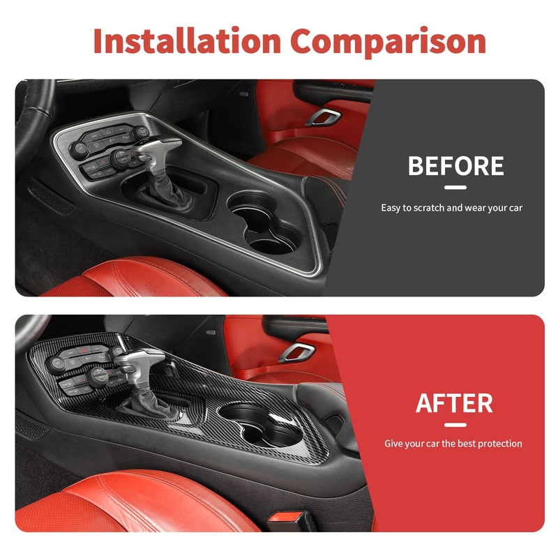 SQQP Carbon Fiber Center Console Gear Shift Panel Cover Trim