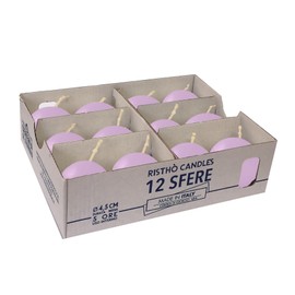 Cereria Di Giorgio - 12 Candele Sfera - Diametro 4.5 cm - Colore Viola Chiaro - Durata 5 Ore