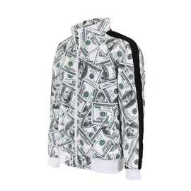 Men's 100 Dollar Money Print Hip Hop Track Suits 2 Piece Sweatsuit Set ST805 - White - X-Large - V-C31
