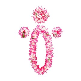 Hawaii Necklace Flowers, 4 Pieces Hawaiian Chain Headband and Bracelet Set Tropical Party Decorations Hawaiian Leis Chains for Hawaiian Party Decoration