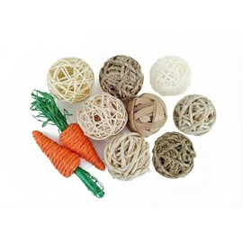Juego de 10 bolas decorativas para centros de mesa, bolas de mimbre de ratán variadas de 2.8 pulgadas, esferas orbes, rellenos de jarrones, decoración de mesa para el hogar