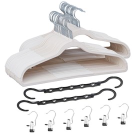 VECELO 50 Pack Clothes Hangers, Non-Slip Plastic Coat Hanger, 360°Swivel Hook & Space Saving for Bedroom Closet, Great for Shirts, Pants, Excellent Heavy Duty