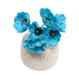 12pc Keepsake Artificial Real Touch Poppy Lifelike and Eco-Friendly Perfect for Bouquet, Corsage, Centerpiece, etc. (Turquoise Blue)