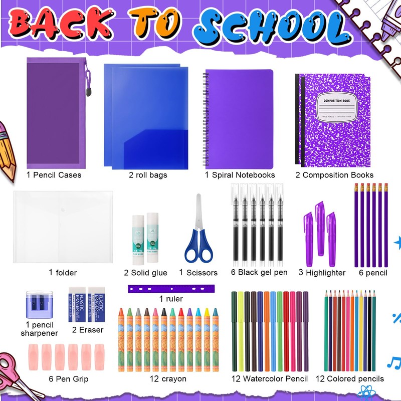 Gilprop 39 Pcs Back to Supplies Essentials Bundle Include Pencils