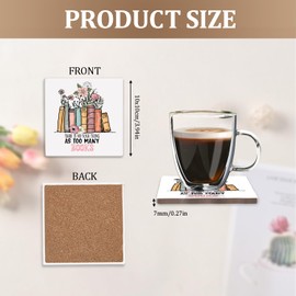 Book Lover Gifts, Book Lover's Ceramic Coaster, There's No Such Thing as Too Many Books, Hand Printed Bookish Gifts for Book Lovers, 10cm x 10cm