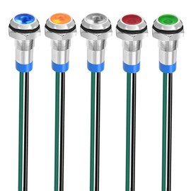 Gebildet 5pcs 8mm 3V-4.5V-5V-6V-7.5V-9VDC LED Metal Indicator Light Waterproof Signal Lamp Pilot Dash Directional Car Truck Boat with Wire(Red/Orange/Blue/Green/White)