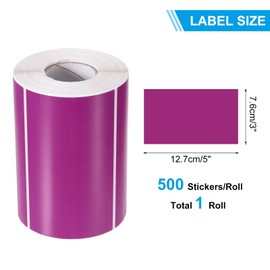 PATIKIL Rectangular Color Coding Labels 5 x 3 Inch, 500 Pcs Rectangle Colored Labels Sticker Moving Stickers Label Tags for Inventory Office Home Packing Box, Dark Purple