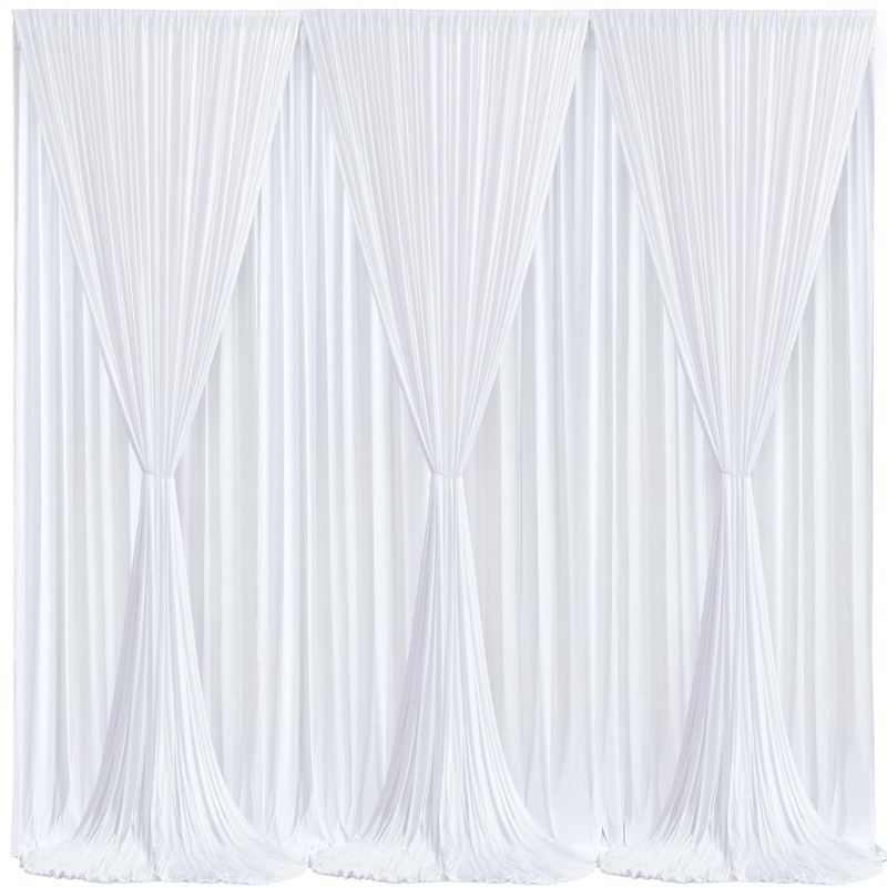 White Backdrop Curtains 6 Panels, 10 Feet Wrinkle-Free Polyester Photography