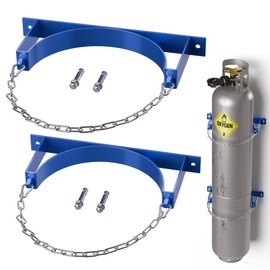 Yingsi-fty 2 Pack Gas Cylinder Wall-Mounted Bracket,Blue Gas Cylinder Fixed Rack,Gas Cylinder Floor Mount Storage Stand,Durable Quality Gas Cylinder Holder with Screws and Safety Chain Supported