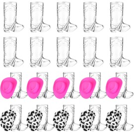 GANGBARU 40 Pcs Plastic Cowboy Boot Shot Glasses 1 Ounce Mini Western Cowboy Cowgirl Hats Craft Reusable Cowboy Boot Cups for Birthday Bachelorette Party Supplies Cute Decorations