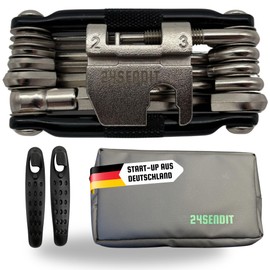 24SENDIT 17-in-1 Stainless Steel Bicycle Multitool - Includes 2 Tyre Levers & Jersey Bag For Road Bike, MTB, Gravel, E-Bike & City Bike - Ideal Tool for Travelling. Compact & Robust