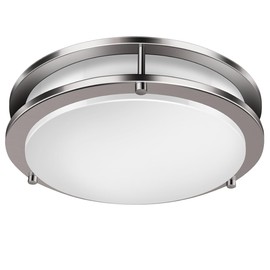 APCENS 18W Super Bright Motion Sensor LED Ceiling Light, 1700 Lumens, 6000K Daylight, Energy Efficient, 10-inch Brushed Nickel Flush Mount - Ideal for Porches, Balconies, Basements, and Garages