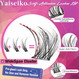 Self Adhesive Lash Clusters Natural Self Adhesive Lashes Clusters Press on Lashes No Glue Needed Wispy C Curl Individual Lashes Kit by Yaiseiko(100Pcs,10-16MM)