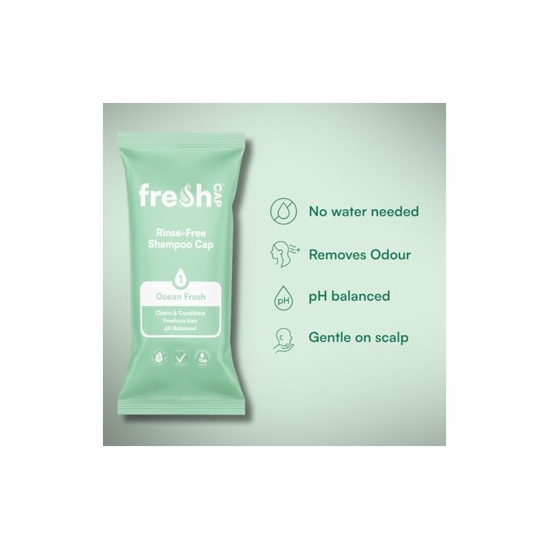 FreshWipes Ocean Fresh Shampoo Cap Pack of 3 - No