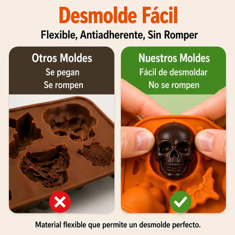 Molde De Silicona Halloween Con Papel Encerado Impreso