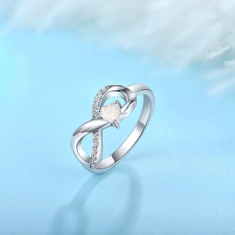 STARCHENIE Infinity Promise Ring 925 Sterling Silver Angel Wings Heart