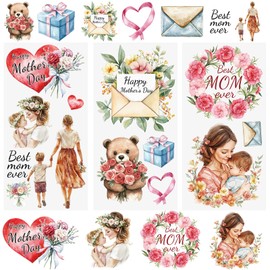 WANDIC 3 Sheets Mother's Day Rub on Transfer Stickers Kinship Decals Waterproof Stickers Furniture Decals for DIY and Home Decoration,15 * 30cm