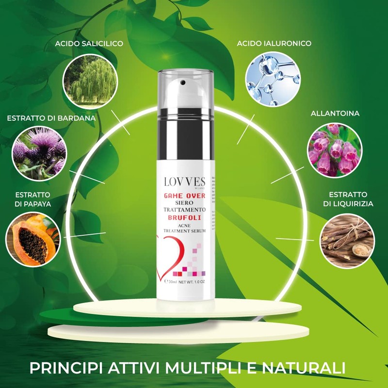 LOVVES Game Over Pimple Treatment Serum, High Natural Cosmetics, Anti-Acne,