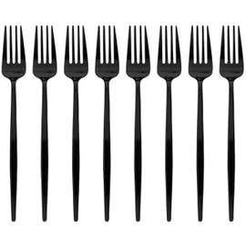 Black Moderno Solid Plastic Dessert Forks (Pack Of 20) - Disposable & Elegant, Perfect for Parties, Weddings, Catering Events & Everyday Use