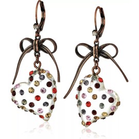 Betsey Johnson US Seller Betsey Johnson Stone Lucite Heart Drop Earrings
