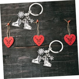 DEARMAMY Pack of 4 Ice Skate Key Fob Child Ice Skate Key Fob Winter Key Chain Ice Skate Charm Keyring Backpack Pendant, silver