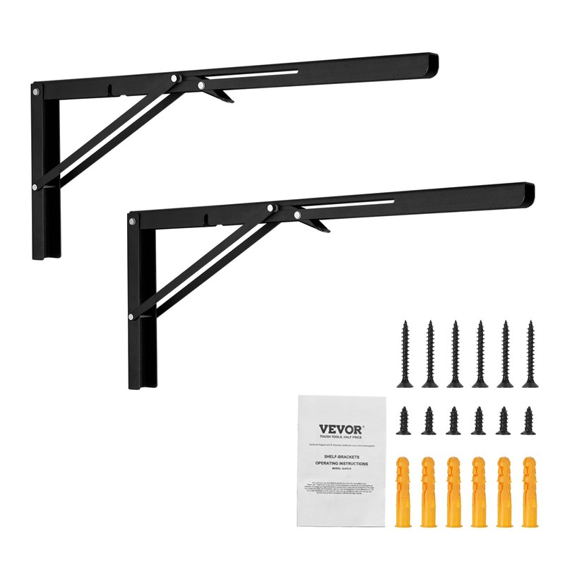 VEVOR Folding Shelf Brackets, 24" Heavy Duty Shelf Brackets, Brackets