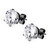 CZ Simulated Diamond Black IP Plated Surgical Steel Stud Earrings