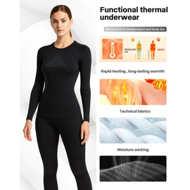 EIISSION Intimo Termico Donna Manica Lunga Invernali Maglia Leggins Pantaloni Termici Completo Sportivo Sci Tuta Intera Biancheria Termica Vestiti Sottomaglia Termiche L