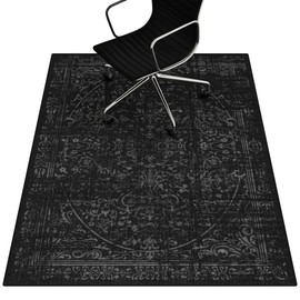 Office Chair Mat for Hardwood Floor, 36"x48" Under Desk Carpet Protector for Rolling Computer Chair Mat, Machine Washable Area Rug, Anti-Slip Floor Mat Jet Black
