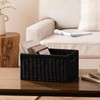 joybest Black Wicker Storage Baskets, Rectangular Wicker Baskets with Built-in