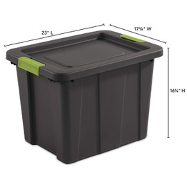 Sterilite 18 Gal Latching Tuff1 Storage Tote, Stackable Bin with Latch Lid, Plastic Container to Organize Garage, Basement, Gray Base and Lid, 6-Pack